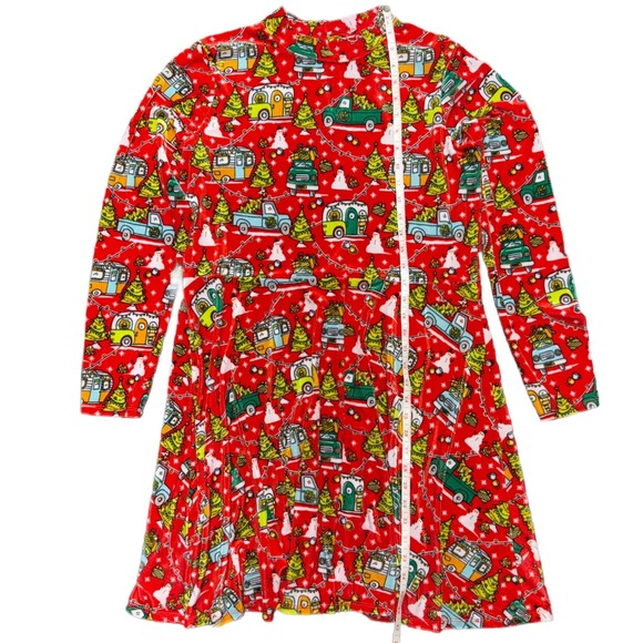 Born Famous XL Christmas Dress Trucks Campers Snowmen Holiday Swing Long Sleeve - Picture 5 of 6
